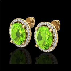 5 ctw Peridot & Micro Pave VS/SI Diamond Earrings 18K Yellow Gold