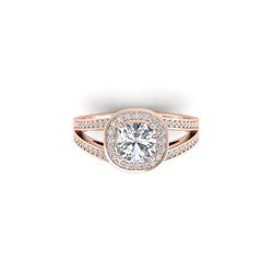 1.5 ctw Cushion Certified VS/SI Diamond Art Deco Ring 18K Rose Gold
