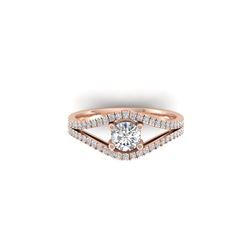 1.05 ctw Certified VS/SI Diamond Art Deco Ring 18K Rose Gold