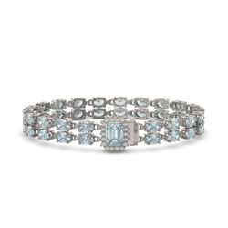 19.96 ctw Aquamarine & Diamond Bracelet 14K White Gold
