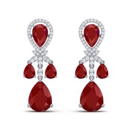 38.29 ctw Designer Ruby & VS Diamond Earrings 18K White Gold