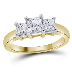 14kt Yellow Gold Princess Diamond 3-stone Bridal Wedding Engagement Ring 1.00 Cttw