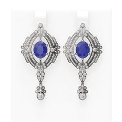 11.24 ctw Sapphire & Diamond Earrings 18K White Gold