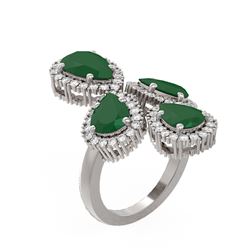 9.57 ctw Emerald & Diamond Ring 18K White Gold