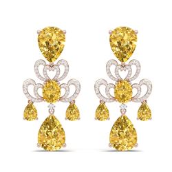 55.89 ctw Canary Citrine & VS Diamond Earrings 18K Rose Gold