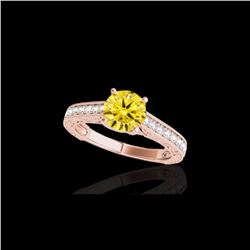 1.32 ctw Certified SI/I Fancy Intense Yellow Diamond Ring 10K Rose Gold