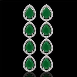 16.01 ctw Emerald & Diamond Micro Pave Halo Earrings 10K White Gold