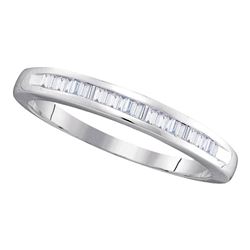 10kt White Gold Baguette Diamond Wedding Anniversary Band 1/4 Cttw