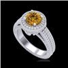 Image 1 : 2.8 ctw Intense Fancy Yellow Diamond Art Deco Ring 18K White Gold