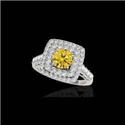 2.3 ctw Certified SI/I Fancy Intense Yellow Diamond Ring 10K White Gold