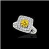 Image 1 : 2.3 ctw Certified SI/I Fancy Intense Yellow Diamond Ring 10K White Gold