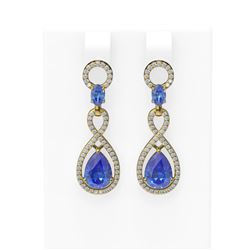8.75 ctw Tanzanite & Diamond Earrings 18K Yellow Gold