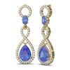 Image 2 : 8.75 ctw Tanzanite & Diamond Earrings 18K Yellow Gold
