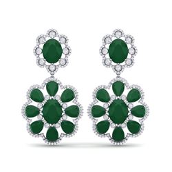 33.88 ctw Emerald & VS Diamond Earrings 18K White Gold