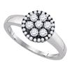 Image 1 : Sterling Silver Round Diamond Flower Cluster Ring 1/2 Cttw