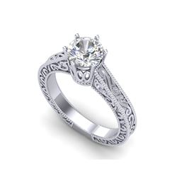 1 ctw VS/SI Diamond Solitaire Art Deco Ring 18K White Gold