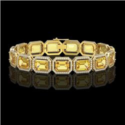 34.91 ctw Fancy Citrine & Diamond Micro Pave Halo Bracelet 10K Yellow Gold
