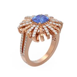 2.98 ctw Tanzanite & Diamond Ring 18K Rose Gold