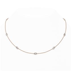 3 ctw Marquise Diamond Station Necklace 18K Rose Gold