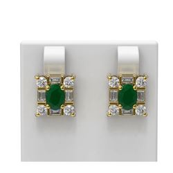 3.83 ctw Emerald & Diamond Earrings 18K Yellow Gold