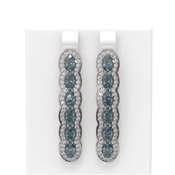 7.21 ctw Blue Topaz & Diamond Earrings 18K White Gold
