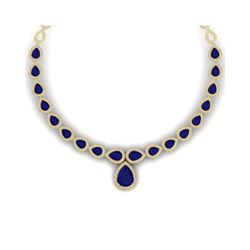 51.41 ctw Sapphire & VS Diamond Necklace 18K Yellow Gold