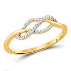 10kt Yellow Gold Round Diamond Crossover Strand Ring 1/10 Cttw