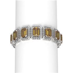 68.23 ctw Canary Citrine & Diamond Bracelet 18K White Gold