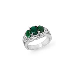 3.50 ctw Emerald & Diamond Ring 18K White Gold