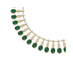 65.62 ctw Emerald & VS Diamond Necklace 18K Yellow Gold
