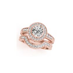 1.54 ctw Certified VS/SI Diamond 2pc Wedding Set Halo 14K Rose Gold