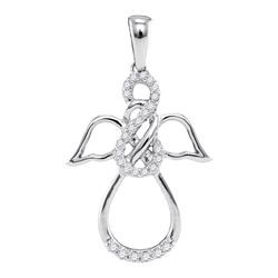 10kt White Gold Round Diamond Infinity Angel Pendant 1/6 Cttw