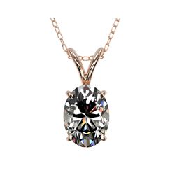 1 ctw Certified VS/SI Quality Oval Diamond Necklace 10K Rose Gold