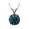 Image 1 : 2 ctw Certified Intense Blue Diamond Solitaire Necklace 10K Rose Gold