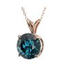 Image 2 : 2 ctw Certified Intense Blue Diamond Solitaire Necklace 10K Rose Gold