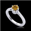 Image 1 : 0.81 ctw Intense Fancy Yellow Diamond Art Deco Ring 18K White Gold