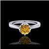 Image 2 : 0.81 ctw Intense Fancy Yellow Diamond Art Deco Ring 18K White Gold