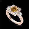 Image 1 : 1.55 ctw Intense Fancy Yellow Diamond Art Deco Ring 18K Rose Gold