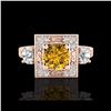 Image 2 : 1.55 ctw Intense Fancy Yellow Diamond Art Deco Ring 18K Rose Gold