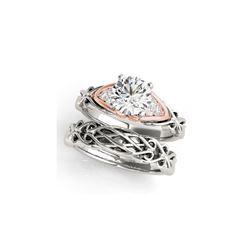 1.35 ctw Certified VS/SI Diamond Solitaire 2pc Set Ring 14K White & Rose Gold