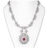 Image 1 : 24.87 ctw Ruby & Diamond Necklace 18K White Gold