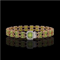 16.97 ctw Tourmaline & Diamond Bracelet 14K Rose Gold