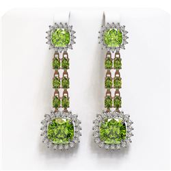 19.88 ctw Peridot & Diamond Earrings 14K Rose Gold