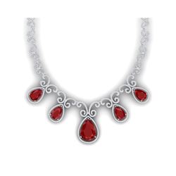 38.42 ctw Ruby & VS Diamond Necklace 18K White Gold