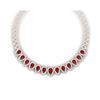Image 1 : 33.4 ctw Designer Ruby & VS Diamond Necklace 18K Rose Gold