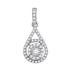 10kt White Gold Round Diamond Solitaire Circle Frame Pendant 1/4 Cttw