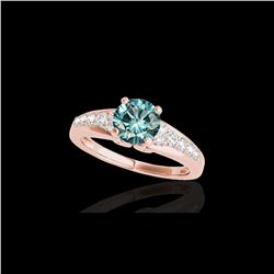 1.40 ctw SI Certified Fancy Blue Diamond Solitaire Ring 10K Rose Gold