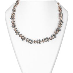 85.88 ctw Blue Topaz & Diamond Necklace 18K Rose Gold