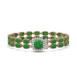 31.28 ctw Jade & Diamond Bracelet 14K Rose Gold