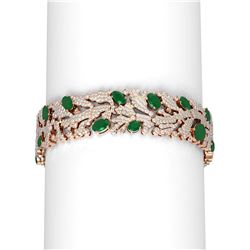 26.57 ctw Emerald & Diamond Bracelet 18K Rose Gold